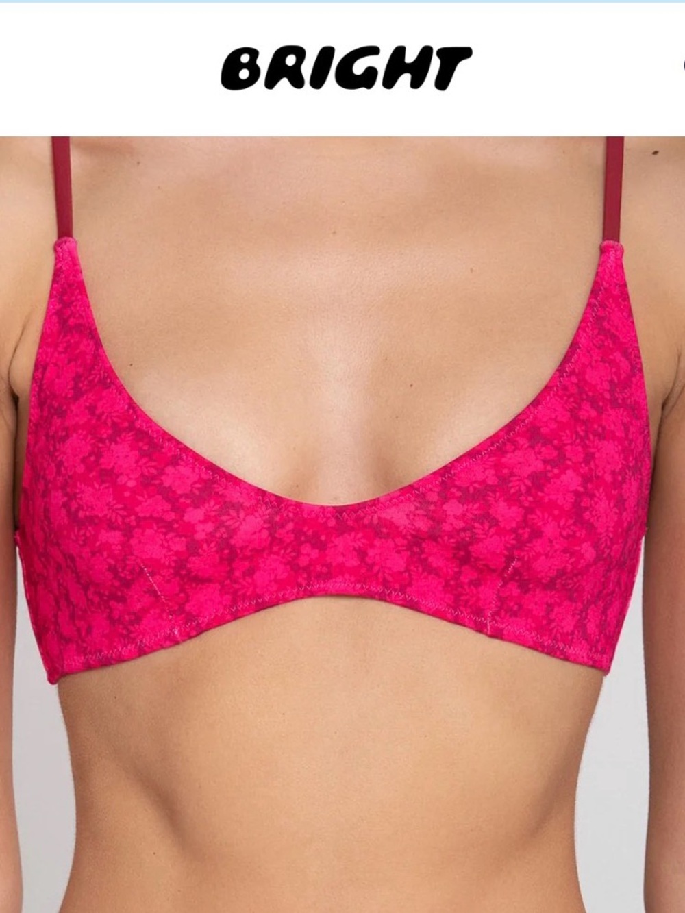Bright Pink Floral Bikini Top - bright swimwear Sofia top NWT
